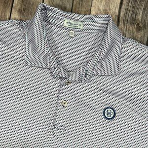 Peter Millar Summer Comfort Salton Print Jersey Polo Shirt 2XL Mens Golf Blue